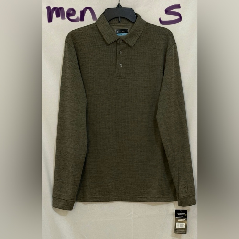 PGA Tour Dark Green Long Sleeve Polo